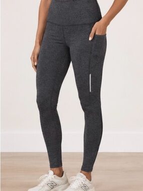 Athleta Rainier Heathered Leggings | Large | High Rise Reflective Running Tights